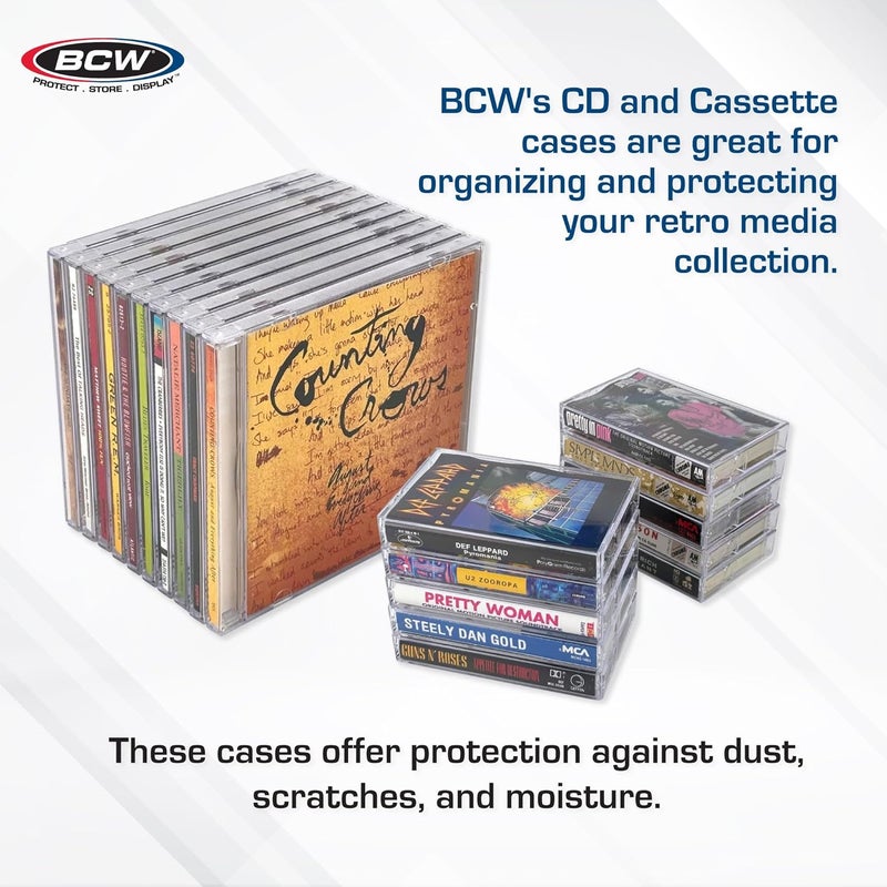 BCW Cassette Tape Case | CE Accessory | 10 Pack | Clear Polystyrene Norelco-Style Cases for Audio Cassette Storage & Protection - Image 5